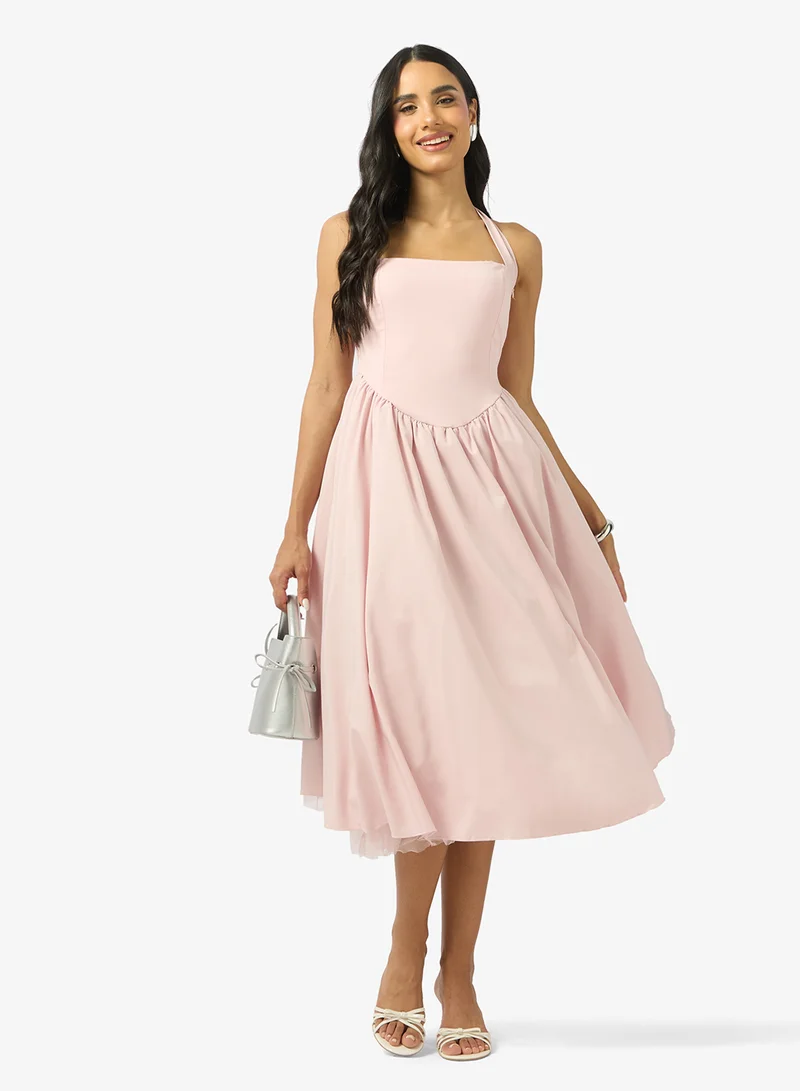 Ginger  Halter Neck Corset Bodice Princess Cut Dress for Women | Best Price UAE